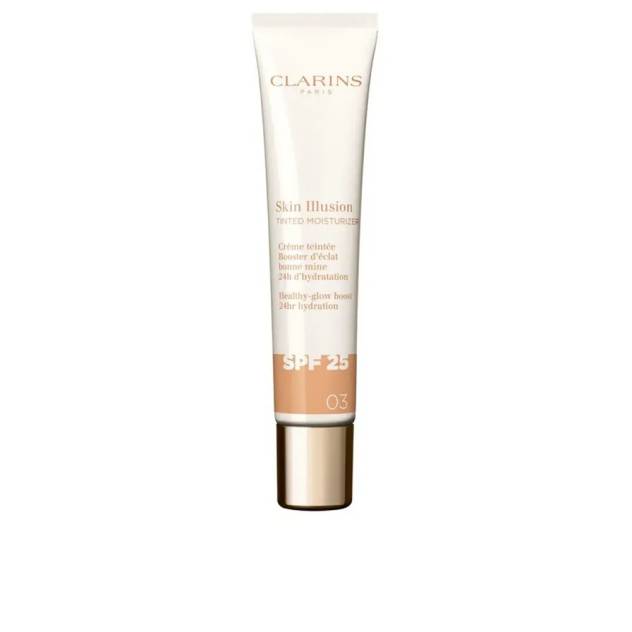 Crema faciala nuantatoare cu efect anti-imbatranire CLARINS SKIN ILLUSION TINTED MOISTURIZER SPF25 03 40 ml Crema faciala nuantatoare cu efect anti-imbatranire CLARINS SKIN ILLUSION TINTED MOISTURIZER SPF25 03 40 ml